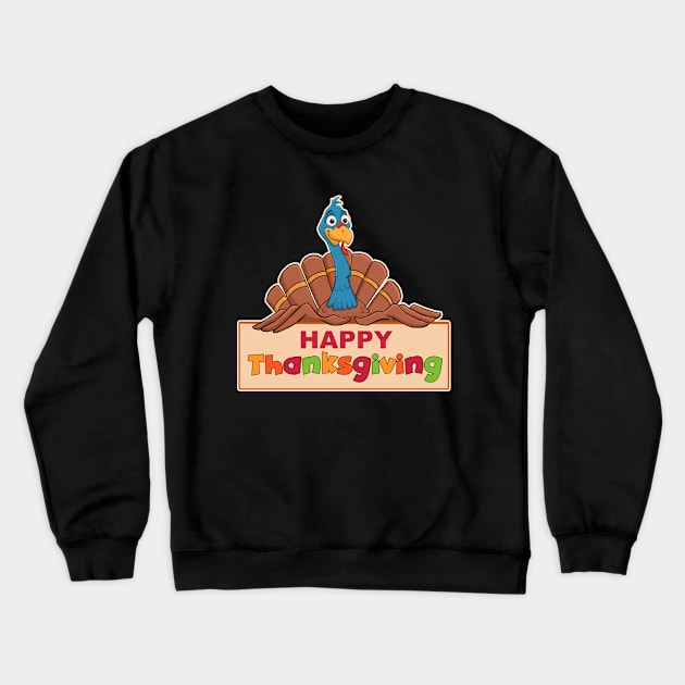 Happy Thanksgiving Happy Turkey Crewneck Sweatshirt by GAMAS Threads